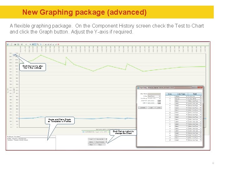 New Graphing package (advanced) A flexible graphing package. On the Component History screen check