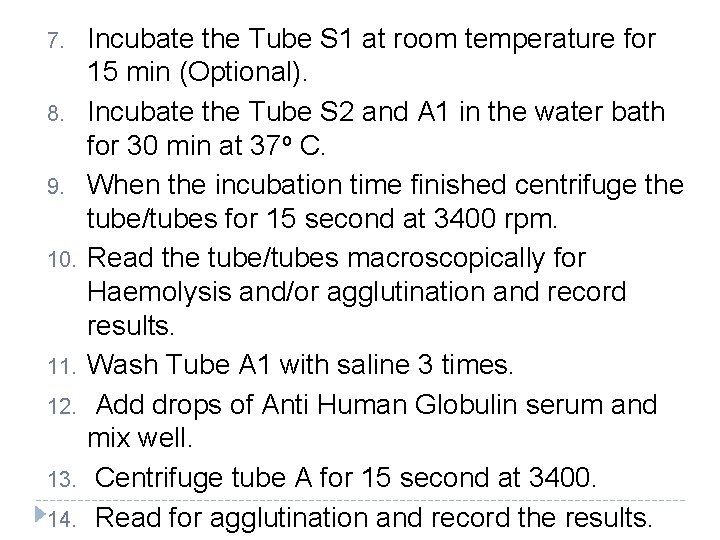 7. 8. 9. 10. 11. 12. 13. 14. Incubate the Tube S 1 at