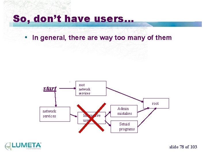 So, don’t have users… • In general, there are way too many of them