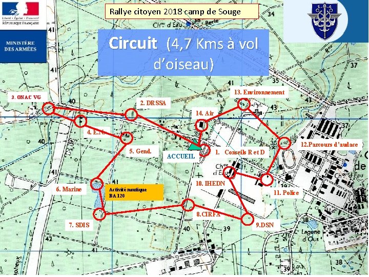 Rallye citoyen 2018 camp de Souge Circuit (4, 7 Kms à vol d’oiseau) 13.
