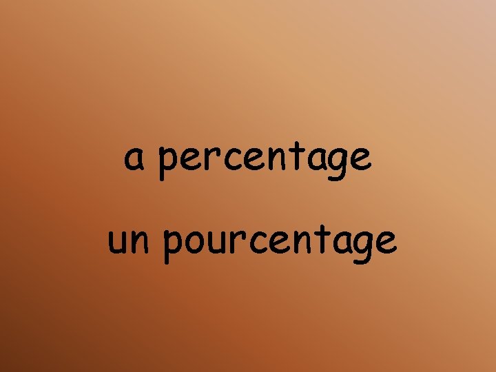 a percentage un pourcentage 