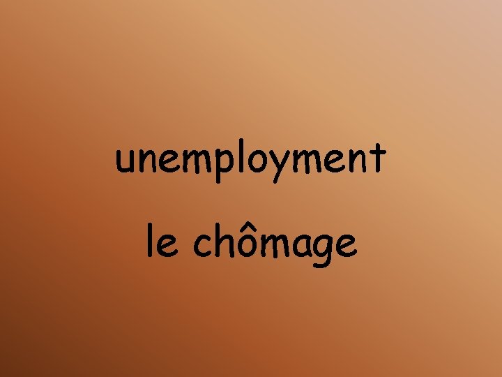 unemployment le chômage 