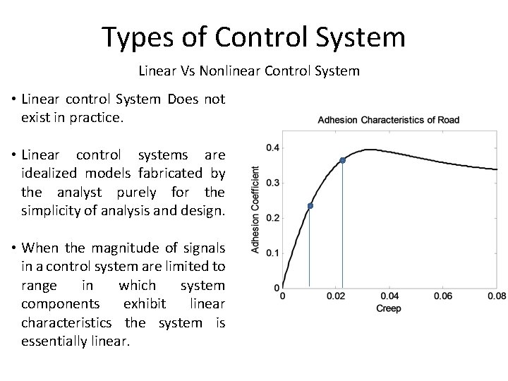 Types of Control System Linear Vs Nonlinear Control System • Linear control System Does