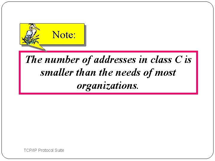 Note: The number of addresses in class C is smaller than the needs of