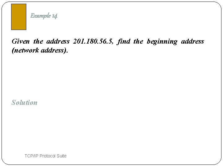 Example 14 Given the address 201. 180. 56. 5, find the beginning address (network