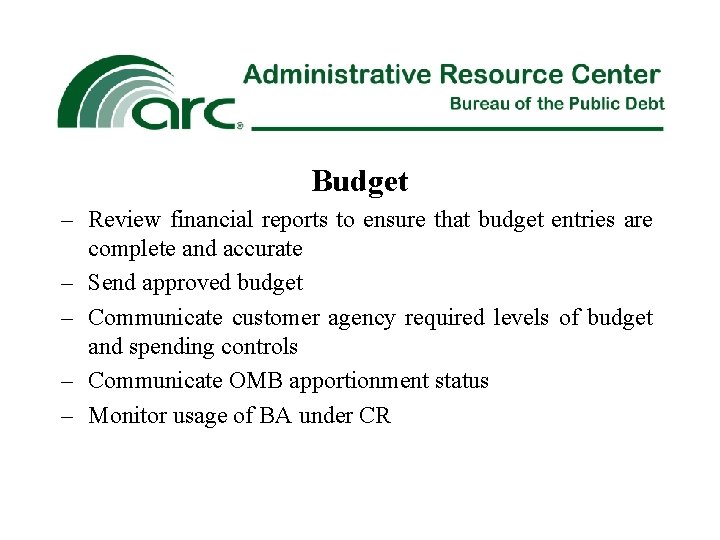 Budget – Review financial reports to ensure that budget entries are complete and accurate