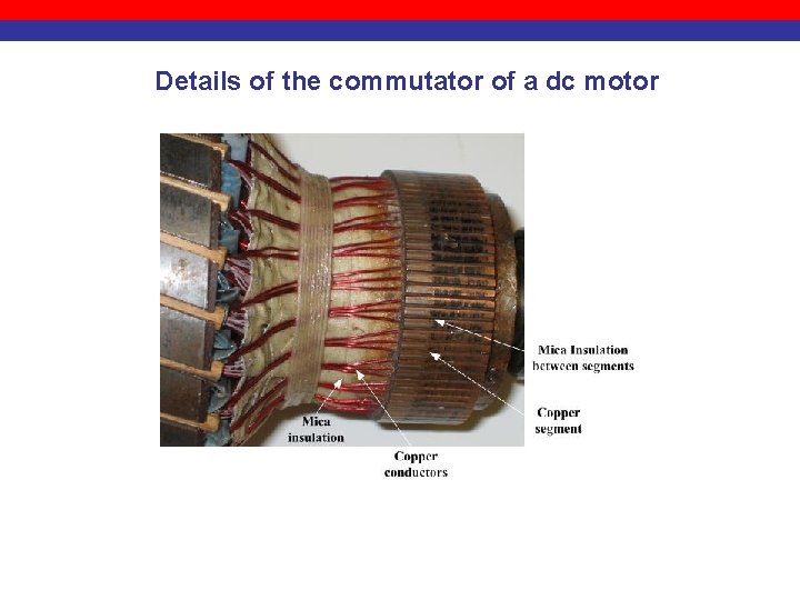Details of the commutator of a dc motor 
