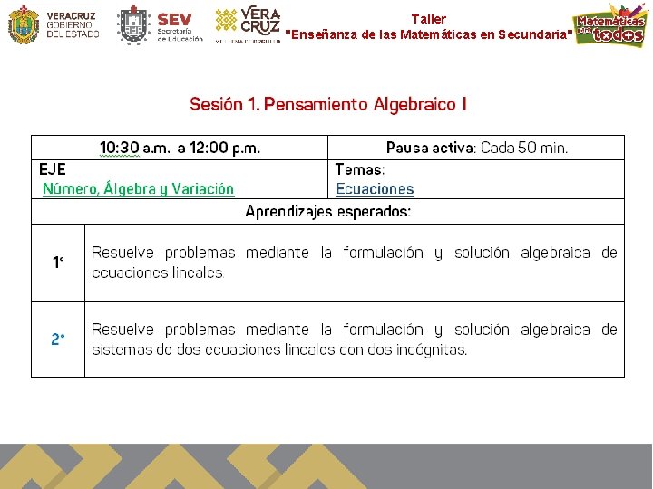 Taller "Enseñanza de las Matemáticas en Secundaria" 