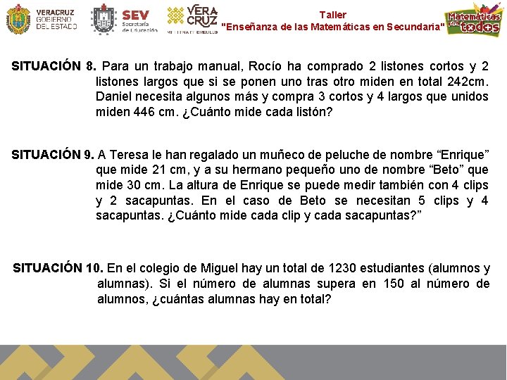 Taller "Enseñanza de las Matemáticas en Secundaria" SITUACIÓN 8. Para un trabajo manual, Rocío