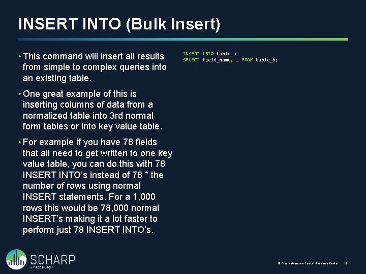 INSERT INTO (Bulk Insert) • This command will insert all results from simple to