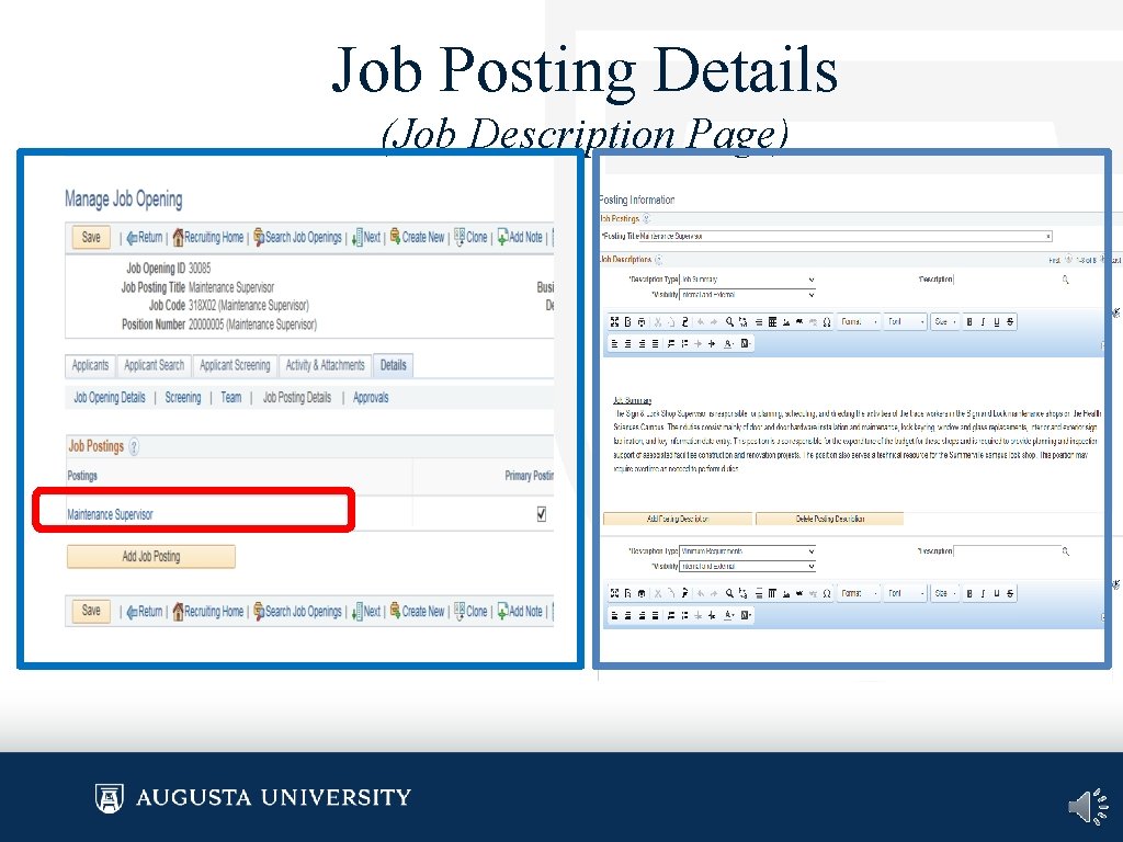 Job Posting Details (Job Description Page) 