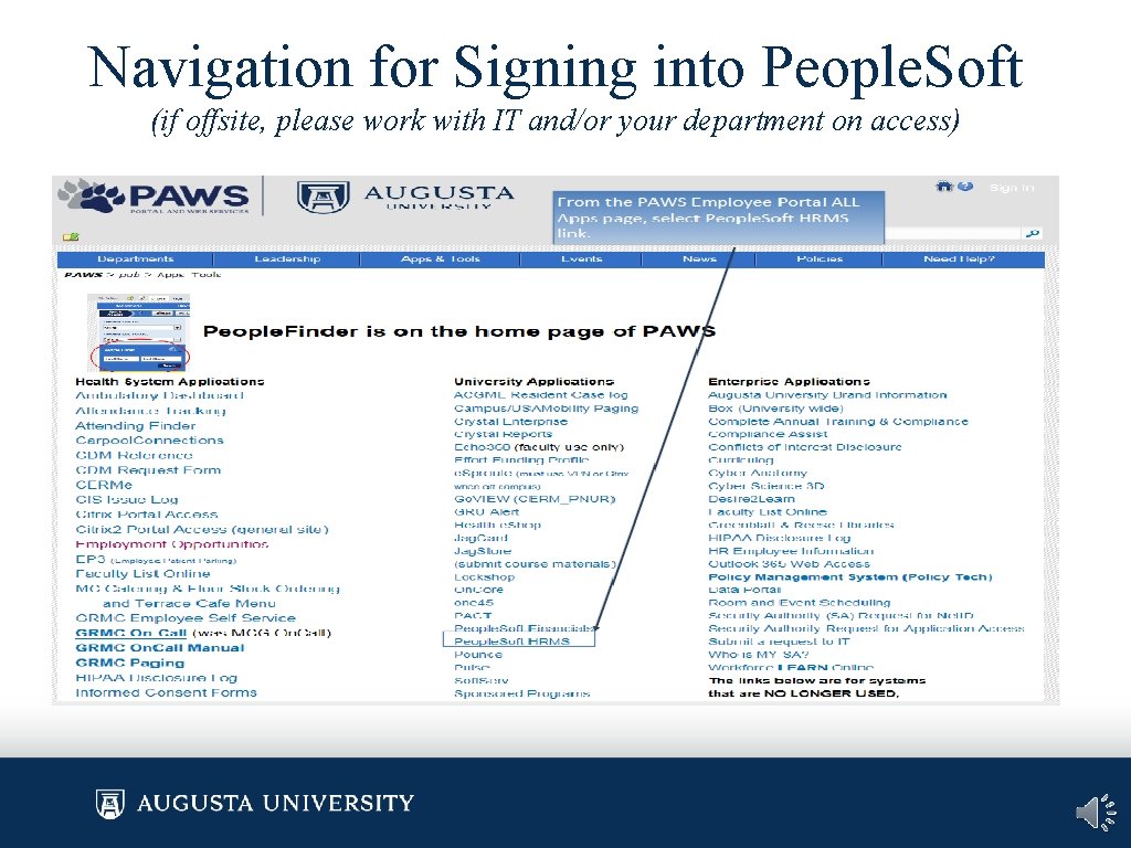 Navigation for Signing into People. Soft (if offsite, please work with IT and/or your