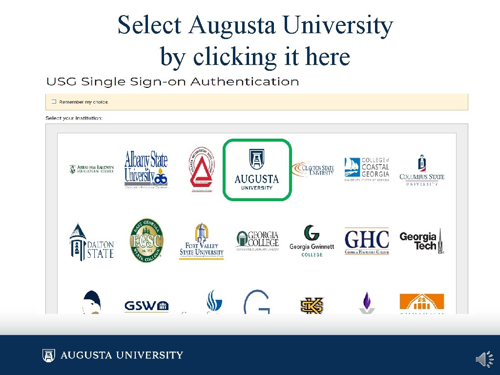 Select Augusta University by clicking it here 