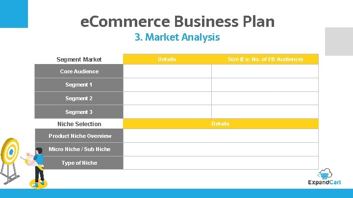 e. Commerce Business Plan 3. Market Analysis Segment Market Details Size (Ex: No. of