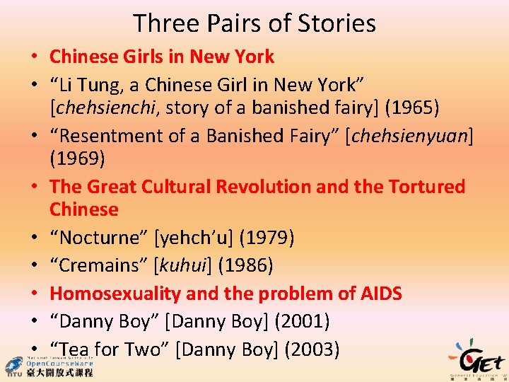 Three Pairs of Stories • Chinese Girls in New York • “Li Tung, a