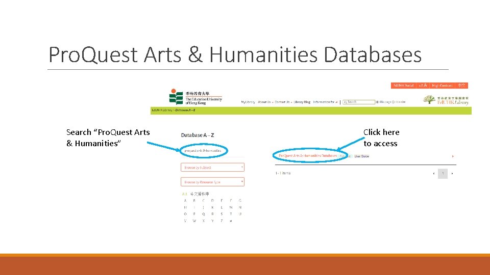 Pro. Quest Arts & Humanities Databases Search “Pro. Quest Arts & Humanities” Click here