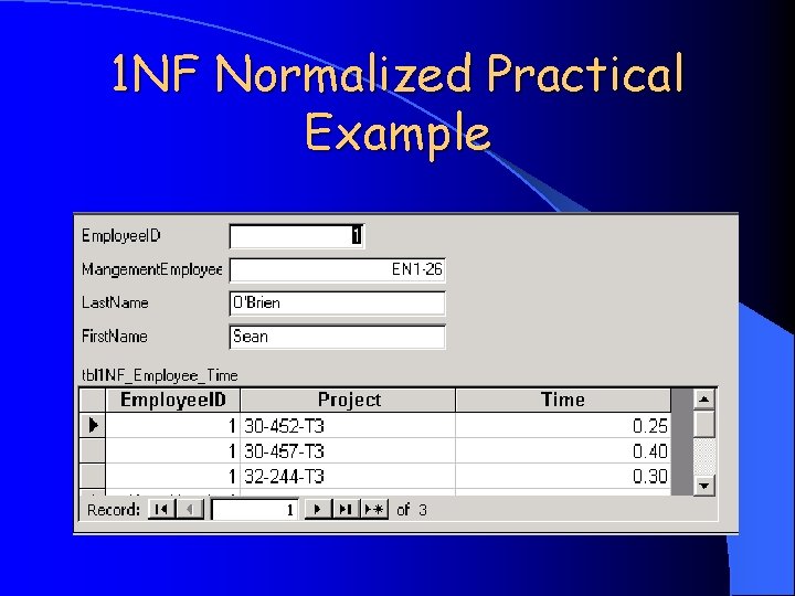 1 NF Normalized Practical Example 