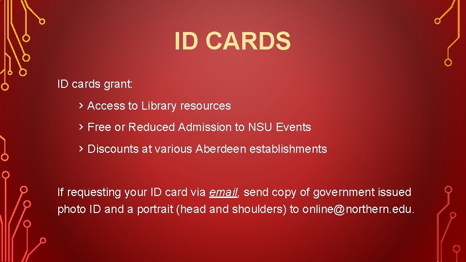 ID CARDS ID cards grant: › Access to Library resources › Free or Reduced