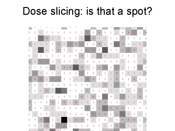Dose slicing: is that a spot? 