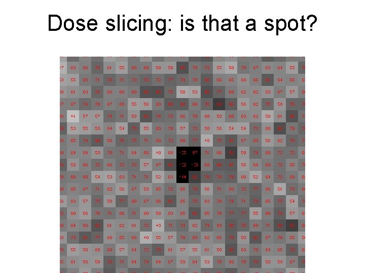 Dose slicing: is that a spot? 