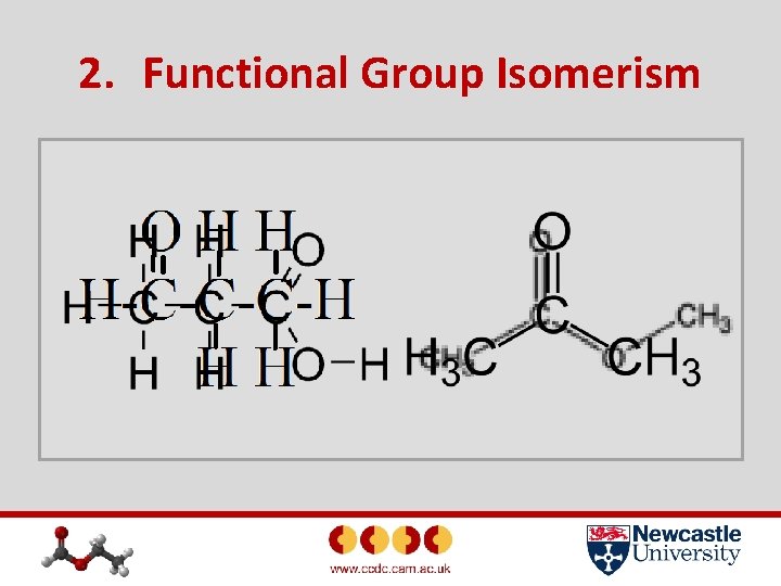 2. Functional Group Isomerism In this case, the compounds again have the same molecular