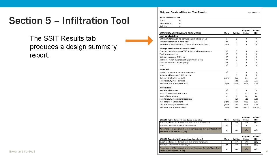 Section 5 – Infiltration Tool The SSIT Results tab produces a design summary report.