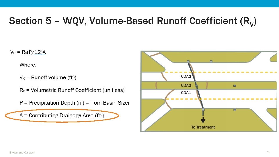 Section 5 – WQV, Volume-Based Runoff Coefficient (RV) Brown and Caldwell 23 