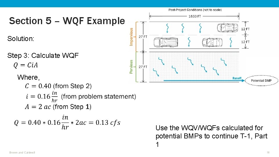 Section 5 – WQF Example Solution: Step 3: Calculate WQF Where, Use the WQV/WQFs