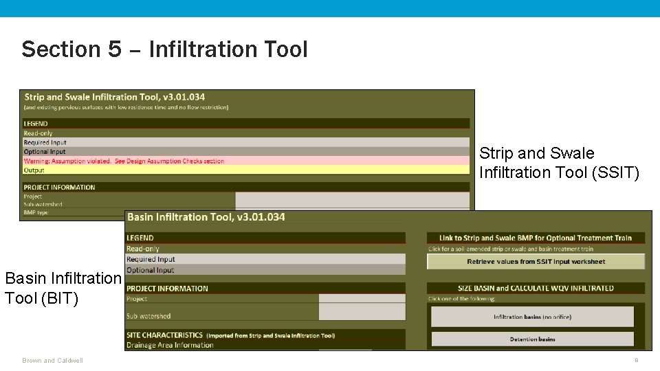 Section 5 – Infiltration Tool Strip and Swale Infiltration Tool (SSIT) Basin Infiltration Tool