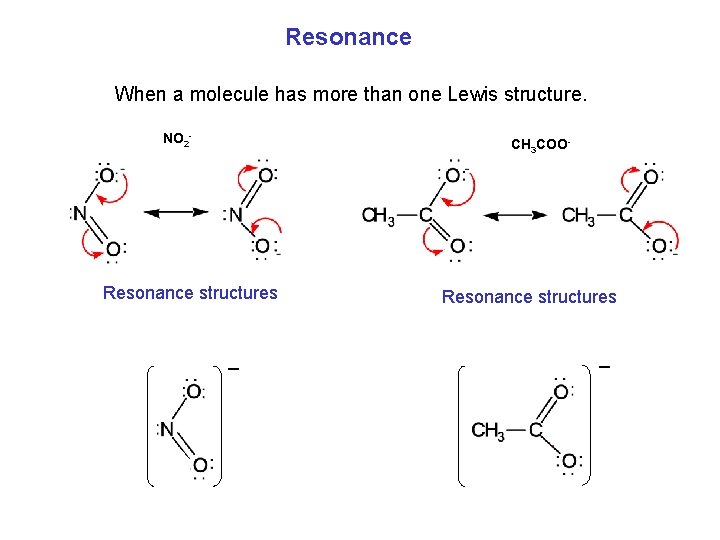 Resonance When a molecule has more than one Lewis structure. NO 2 - CH