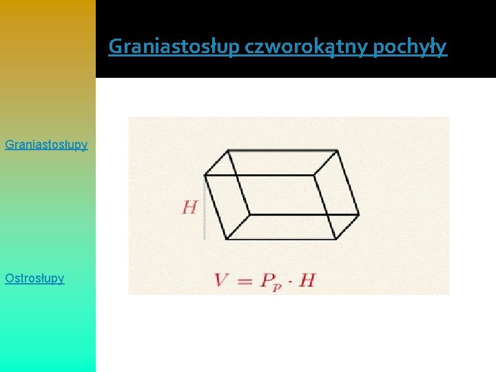 Graniastosłup czworokątny pochyły Graniastosłupy Ostrosłupy 