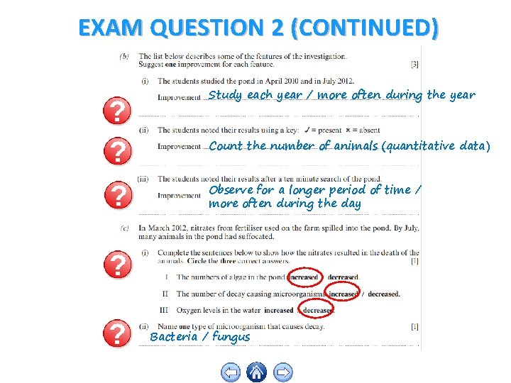 EXAM QUESTION 2 (CONTINUED) Study each year / more often during the year Count