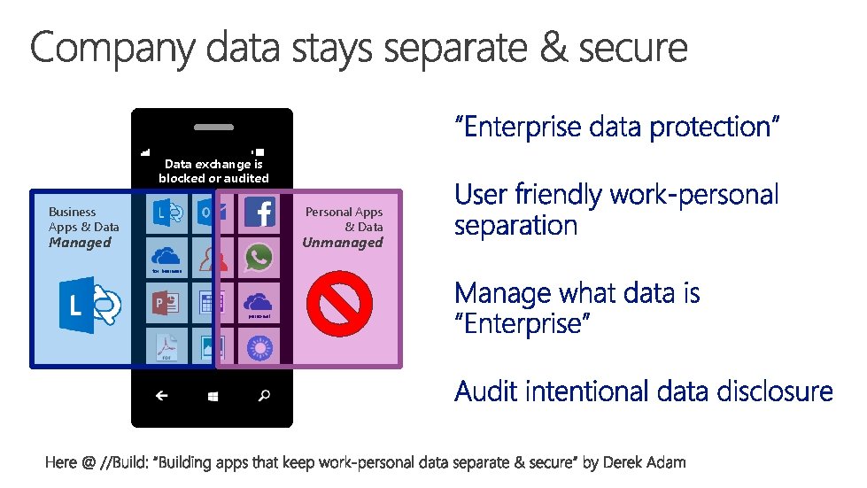 Data exchange is blocked or audited Business Apps & Data Personal Apps & Data