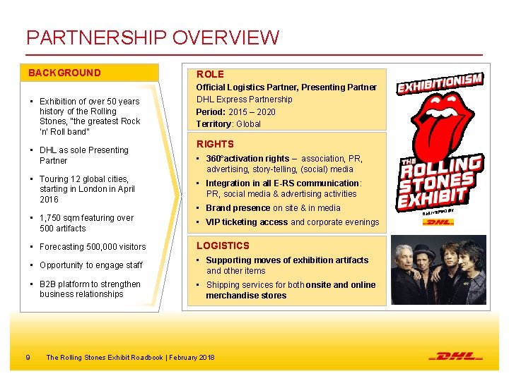 PARTNERSHIP OVERVIEW BACKGROUND • Exhibition of over 50 years history of the Rolling Stones,