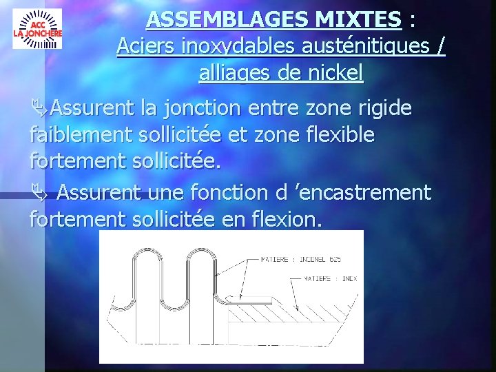 ASSEMBLAGES MIXTES : Aciers inoxydables austénitiques / alliages de nickel Assurent la jonction entre