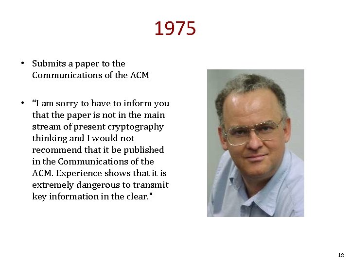 1975 • Submits a paper to the Communications of the ACM • “I am