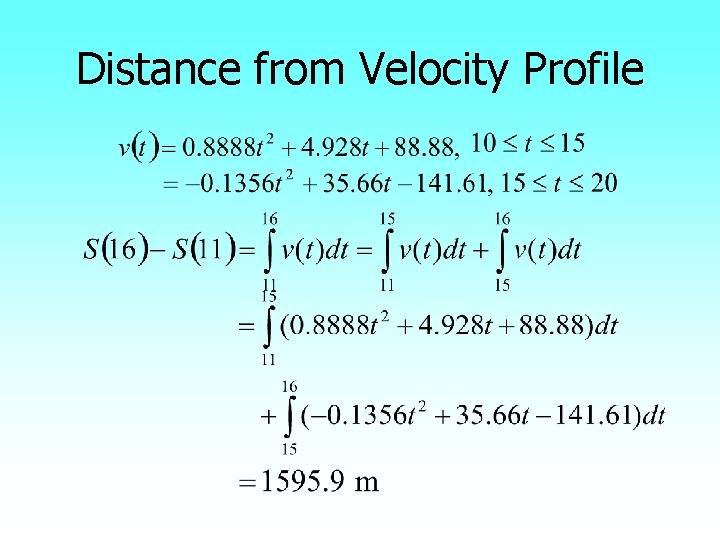 Distance from Velocity Profile 
