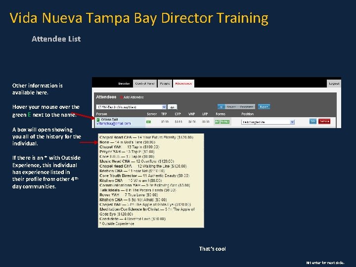 Vida Nueva Tampa Bay Director Training Attendee List Other information is available here. Hover