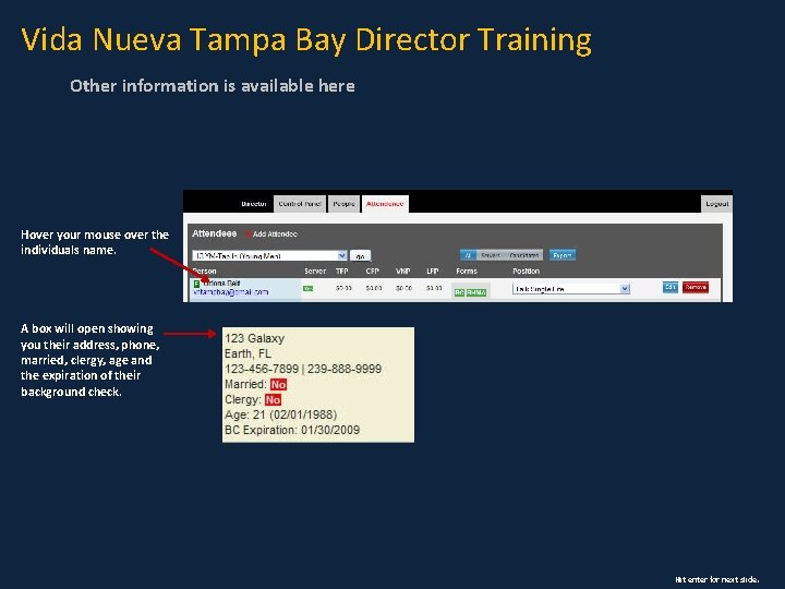 Vida Nueva Tampa Bay Director Training Other information is available here Hover your mouse