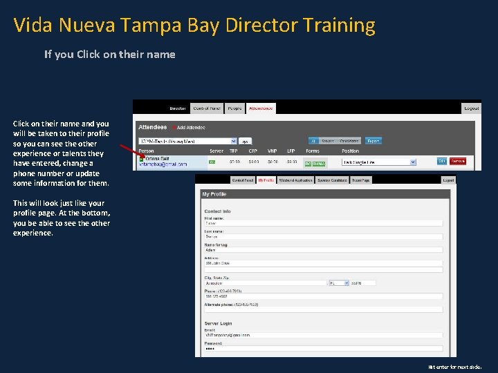 Vida Nueva Tampa Bay Director Training If you Click on their name and you