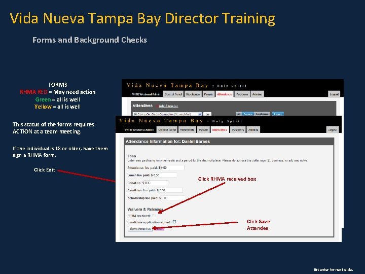 Vida Nueva Tampa Bay Director Training Forms and Background Checks FORMS RHMA RED =