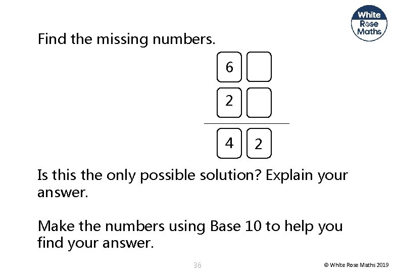 Find the missing numbers. 6 2 4 2 Is this the only possible solution?