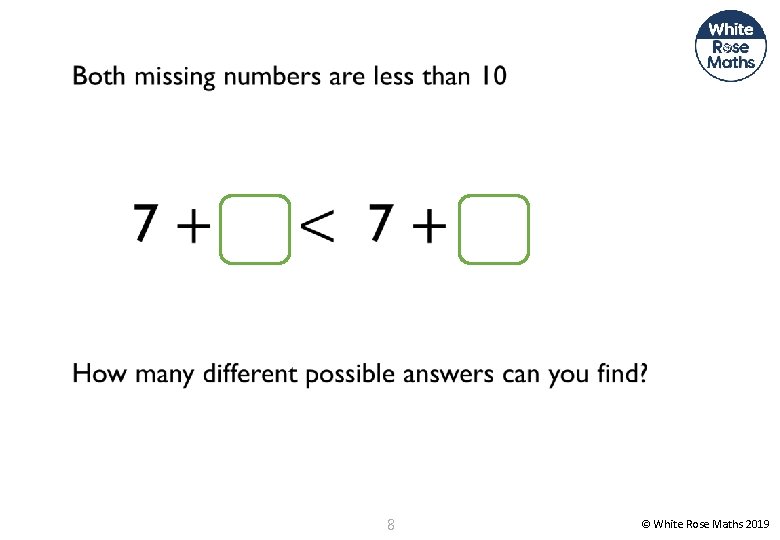  8 © White Rose Maths 2019 