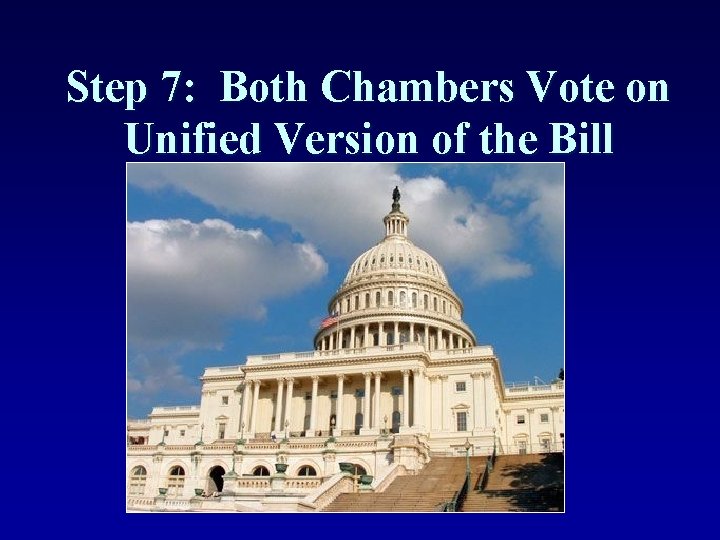 Step 7: Both Chambers Vote on Unified Version of the Bill 