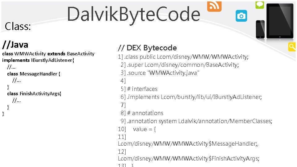 Class: //Java Dalvik. Byte. Code class WMWActivity extends Base. Activity implements IBurstly. Ad. Listener{