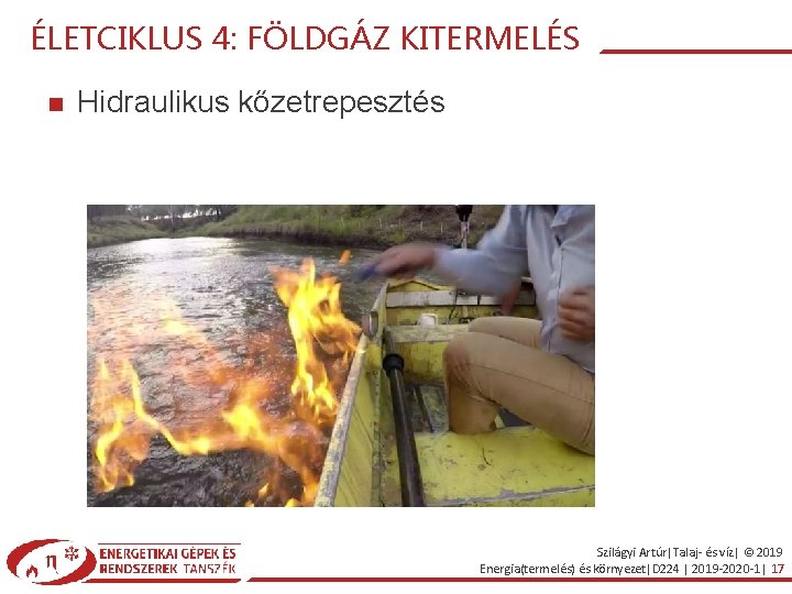 ÉLETCIKLUS 4: FÖLDGÁZ KITERMELÉS Hidraulikus kőzetrepesztés Szilágyi Artúr|Talaj- és víz| © 2019 Energia(termelés) és