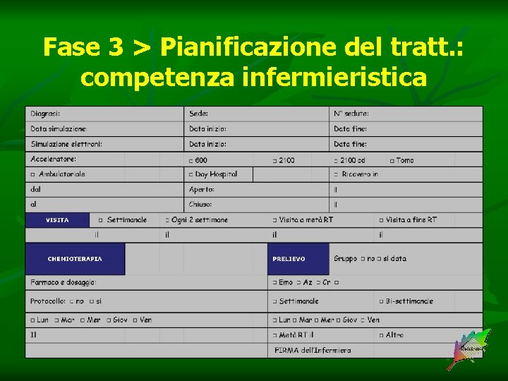 Fase 3 > Pianificazione del tratt. : competenza infermieristica 