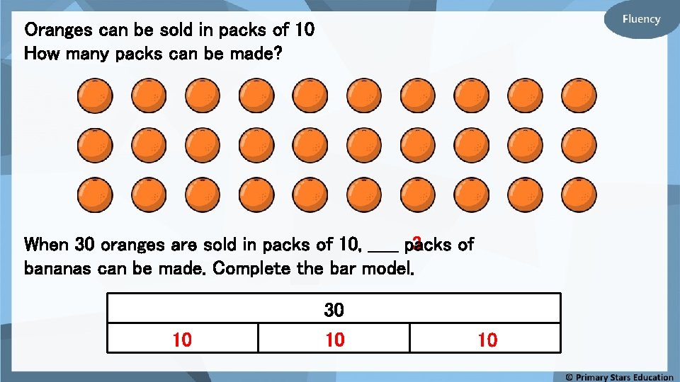 Oranges can be sold in packs of 10 How many packs can be made?