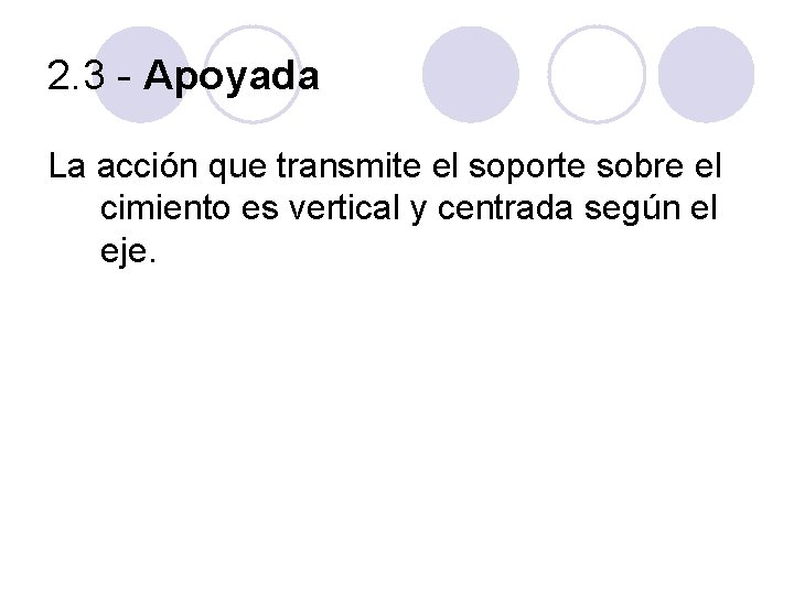 2. 3 - Apoyada La acción que transmite el soporte sobre el cimiento es