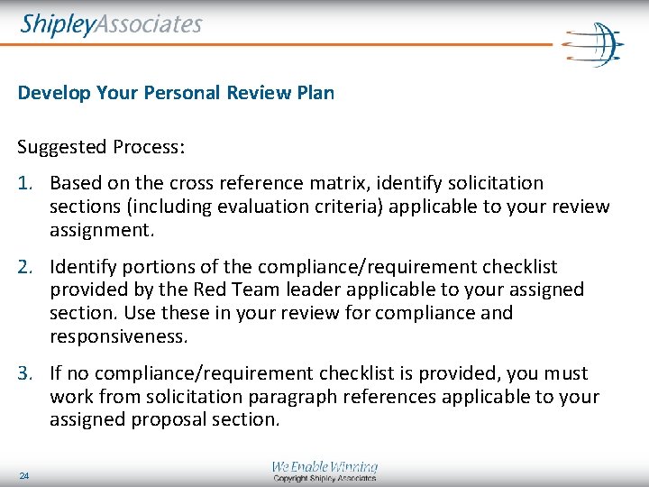 Develop Your Personal Review Plan Suggested Process: 1. Based on the cross reference matrix,